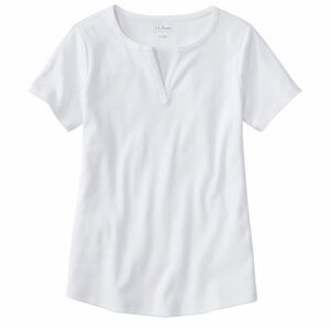 L.L.Bean Tee, Short-Sleeve Notch-Neck - white - petite L - NWT